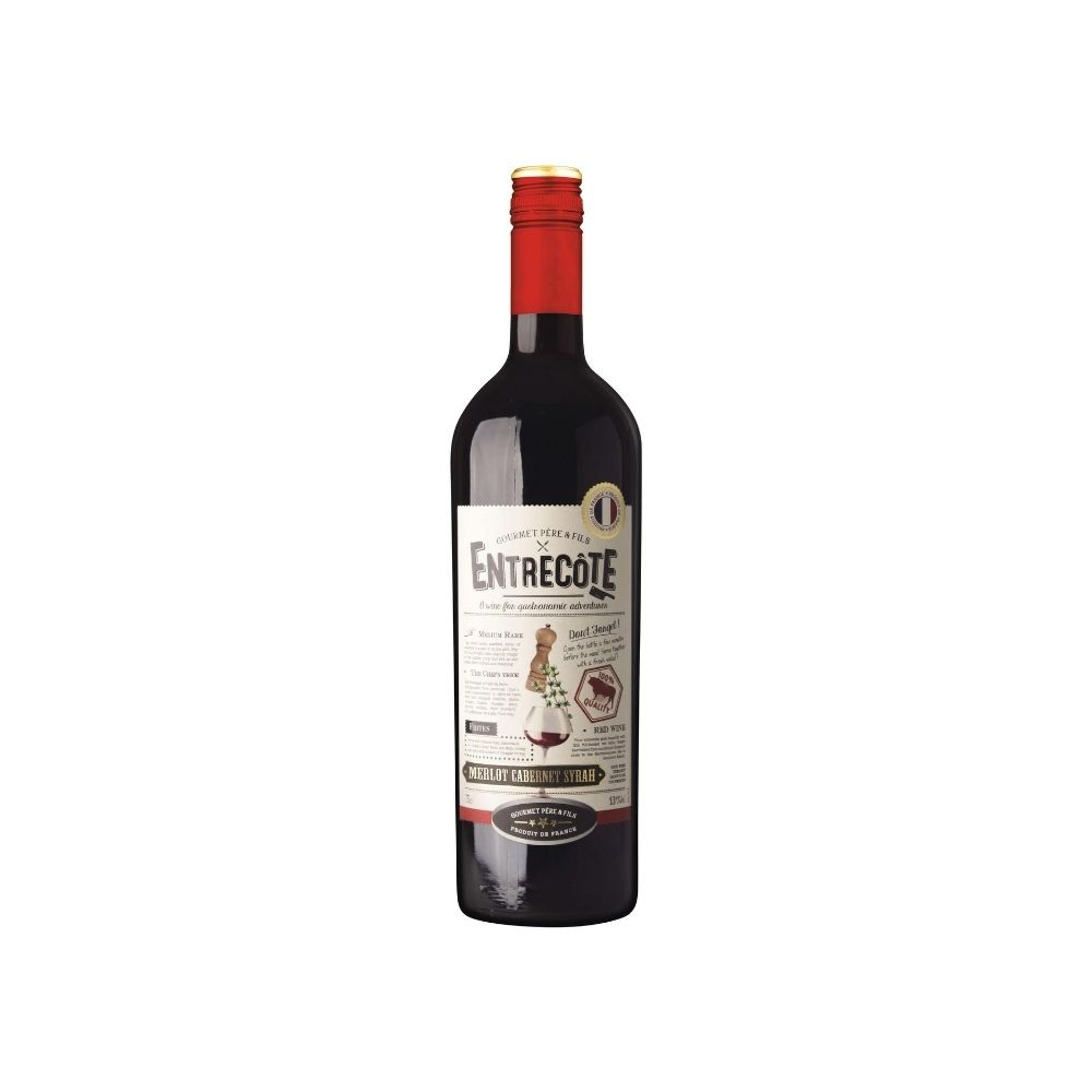 VINO ENTRECOTE MERLOT CABERNET SAUVIGNON SYRAH 6/750 - GOURMET PERE & FILS - Compralo en CorinneRegalos.com